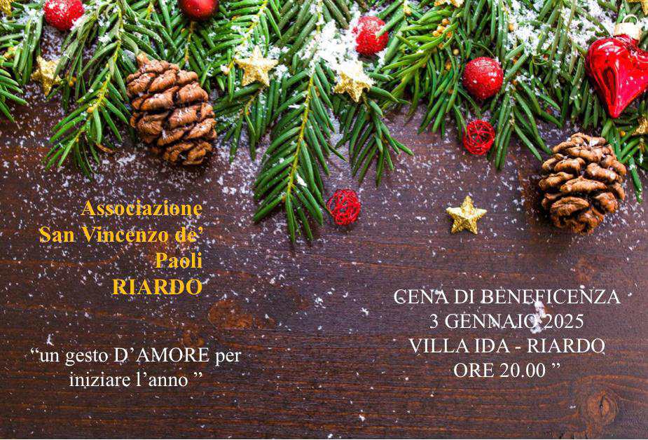 RIARDO, A BREVE LA CENA DI BENEFICENZA DELL’ASS. S. VINCENZO DE’ PAOLI